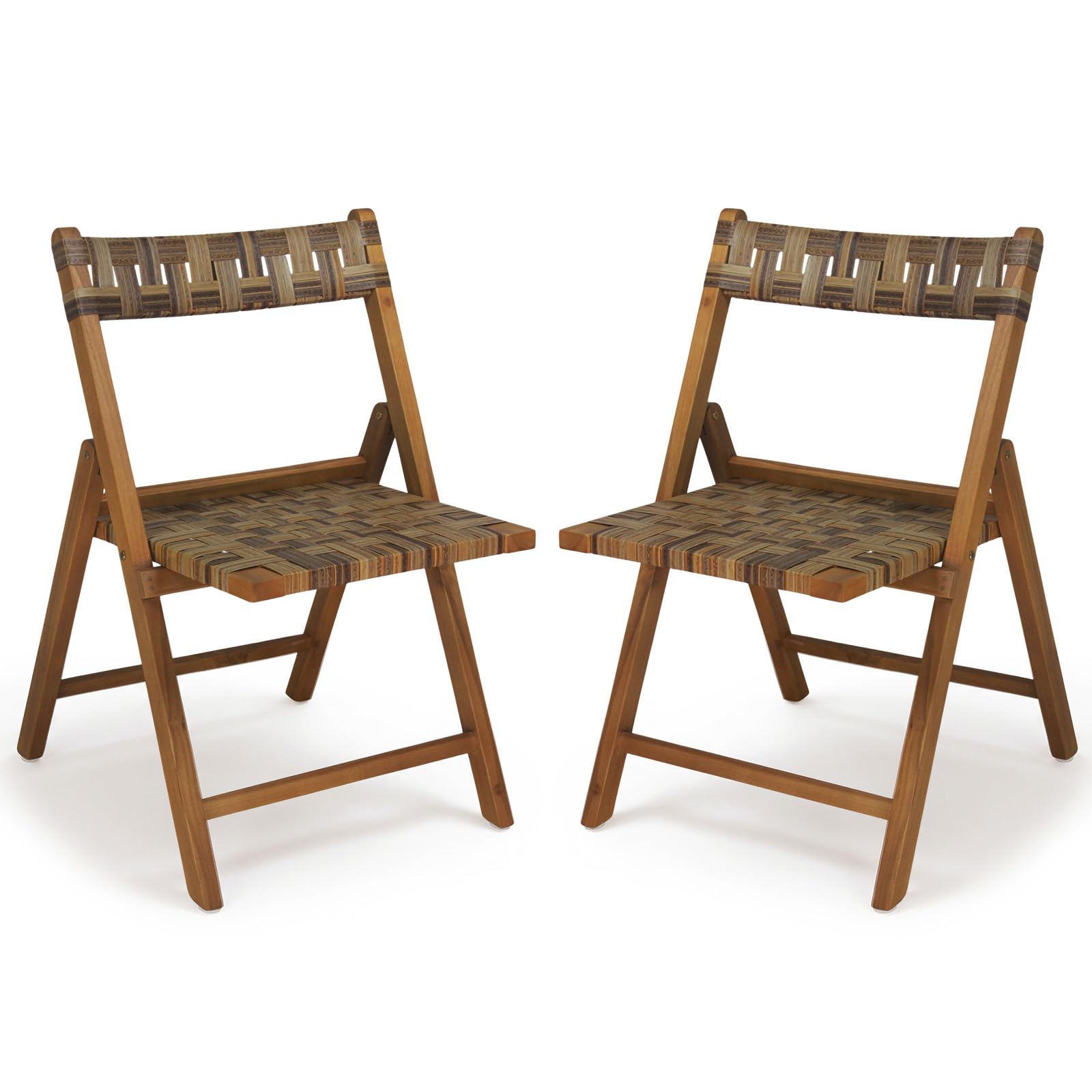 Tangkula Teak Wood Folding Chairs Set of 2/4